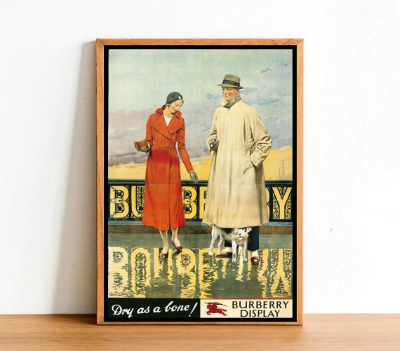 Retro Advertisement Poster Print, Vintage Coat Jacket Clothing