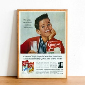 Impresión de póster publicitario Retro, bebida de leche Vintage, cartel de boletín para niños, decoración de pared, tamaño A4