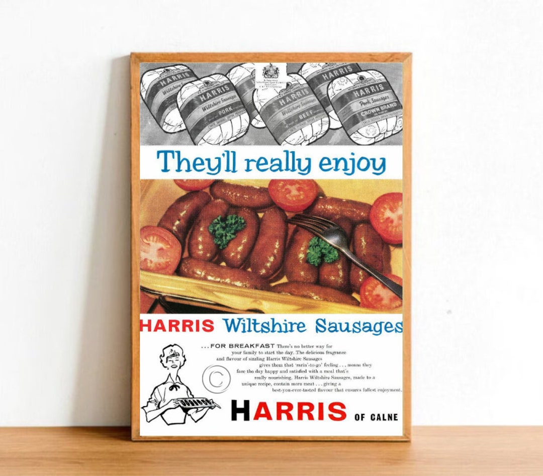 Retro Sausage Advertisement Poster Print Vintage Food Meat Etsy