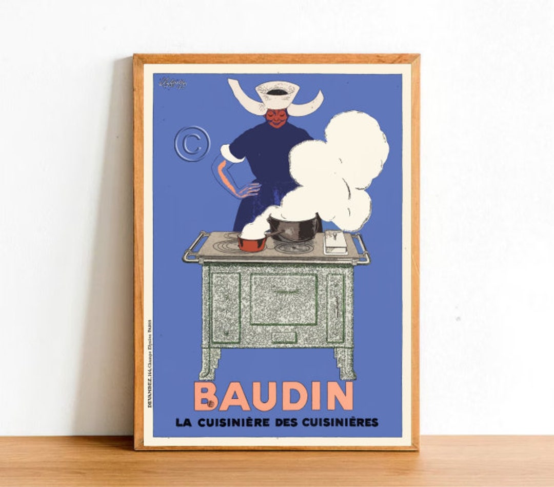 Affiche Chef Cuisinier Ustensiles Cuisine Rétro