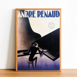Retro Pianist Poster Print, Vintage Music Art Artwork Piano Musician Bulletin Sign Wall Art Decor A4 Size