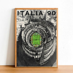 Vintage Football Poster Championship Italy, Retro Soccer Ball Game, Team Players Sport Match Wall Art Picture A4 Size