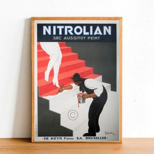 Retro Paint Advertisement Poster Print, Vintage Polish Art Interior Colors Brussels Belgium Bulletin Sign Wall Art Decor A4 Size