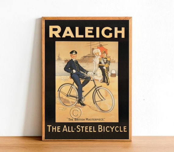 Vintage Raleigh Bicycle Ad Print: England UK Cycling Poster (A4