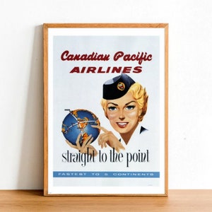 Stampa di poster pubblicitari retrò, aereo d'epoca in volo aereo viaggio Canada cartellone Wall Art Decor formato A4