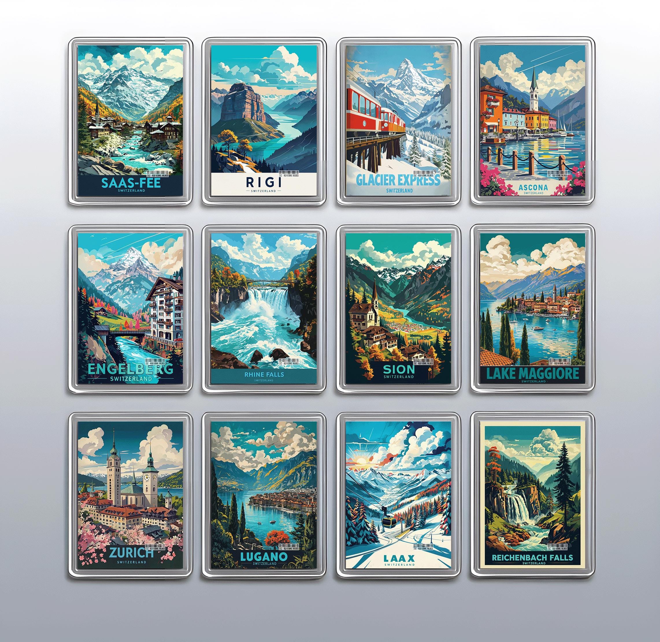Swiss Mountain Resorts and Alpine Lakes – Acrylic Fridge Magnet 70