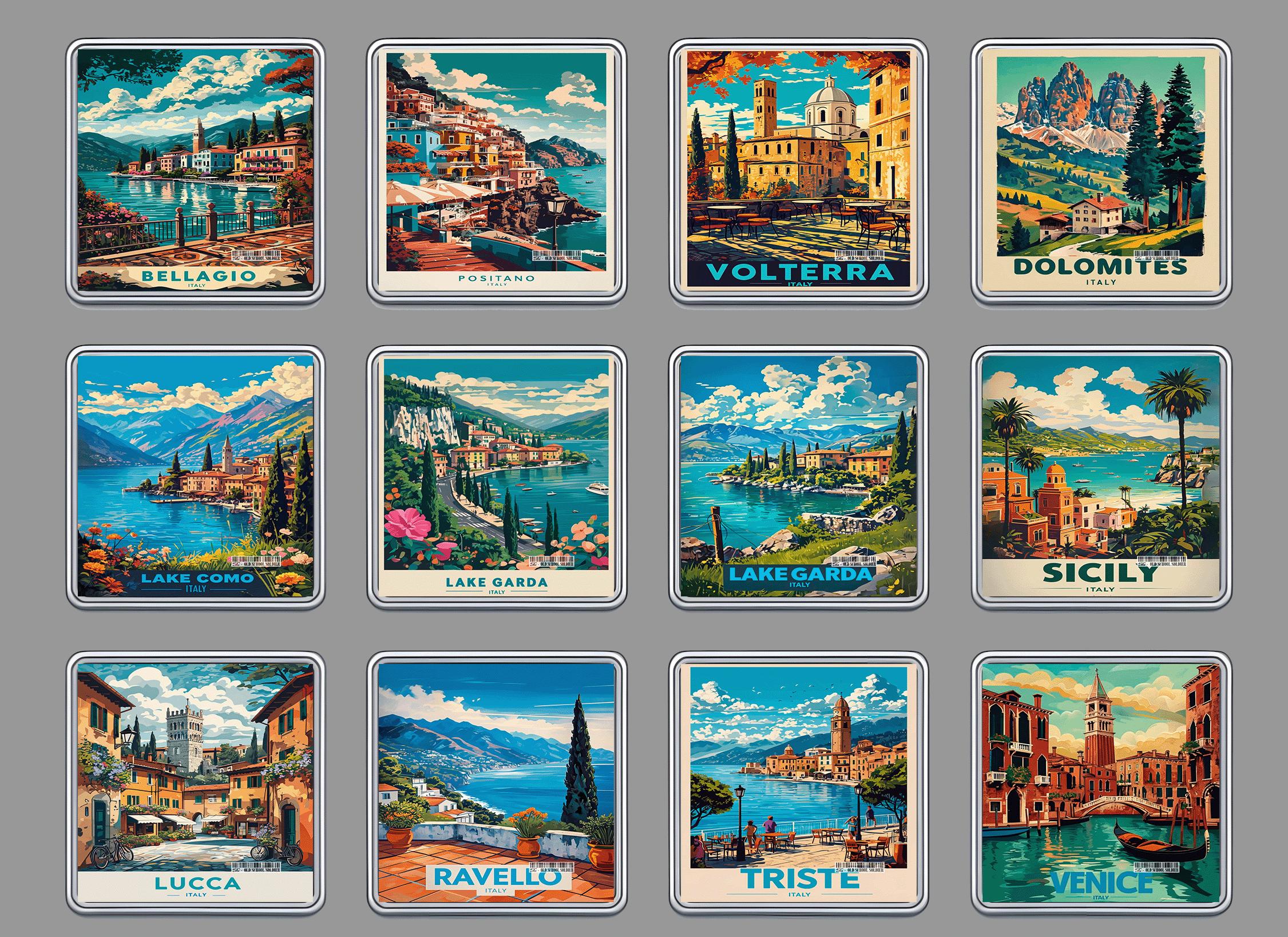 Iconic Italian Destinations & Lake Views – Acrylic Fridge Magnet