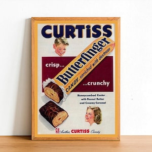 Impresión de póster de publicidad Retro, boletín de barra de caramelos Vintage, cartel de dulces para niños, decoración de arte de la pared, tamaño A4