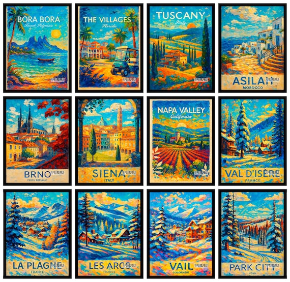 Global Travel Art Collection – A3 A4 A5 Famous Landmarks City