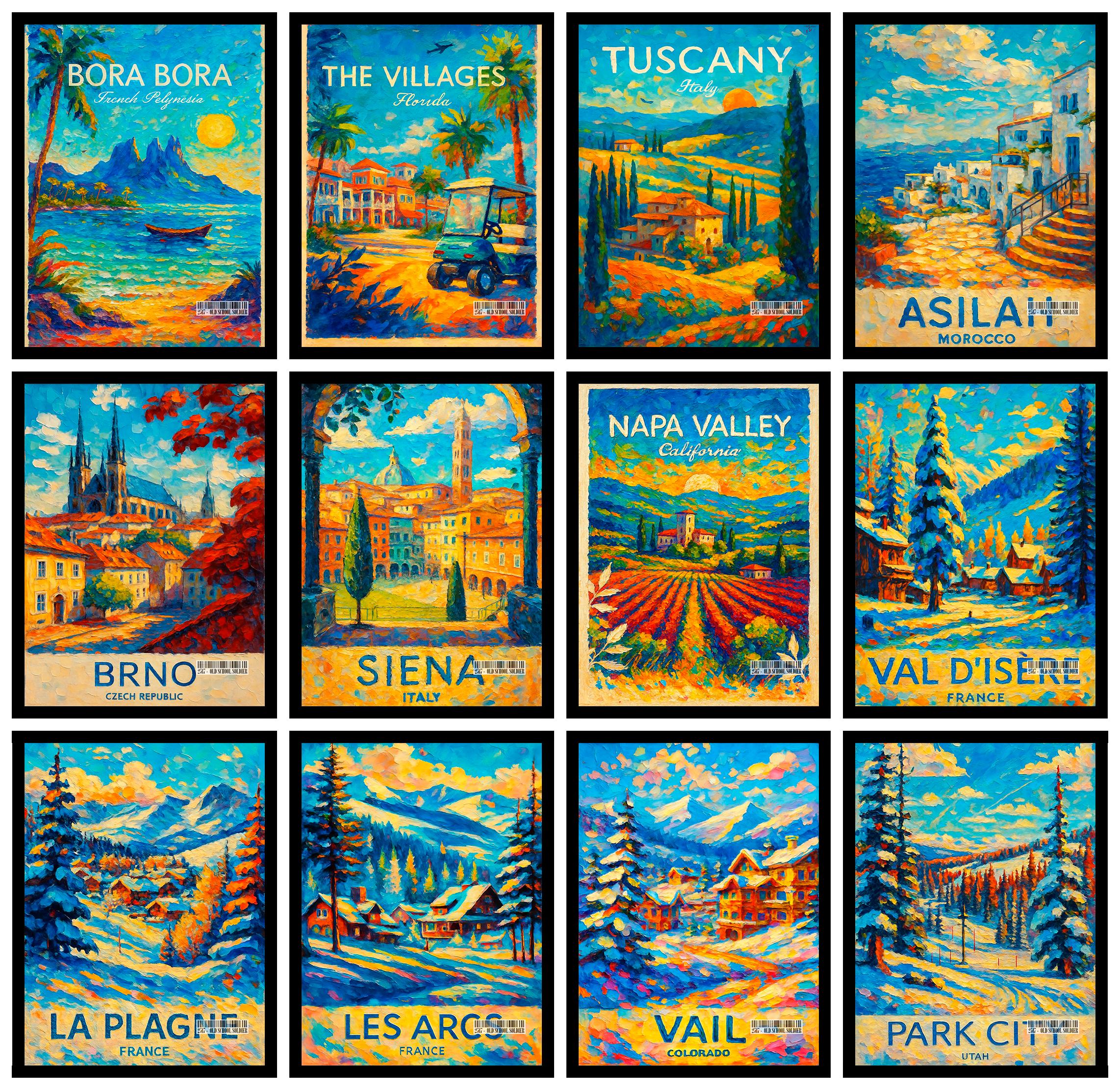 Global Travel Art Collection – A3 A4 A5 Famous Landmarks City