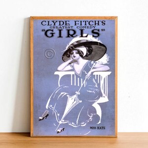 Retro Movie Poster Print, Vintage Art Silent Film Comedy Romance Girls Bulletin Sign Wall Art Decor A4 Size