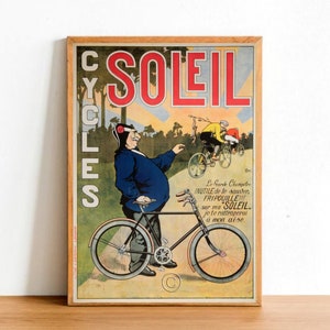 Retro Bicycle Advertisement Poster Print, Vintage Cycles Riding Bike Bulletin Sign Wall Art Decor A4 Size