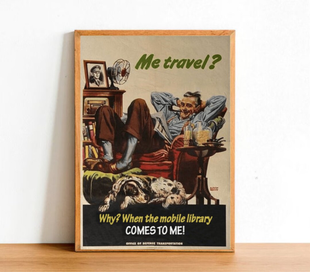 Retro Advertisement Poster Print, Vintage Books Reading Library ...