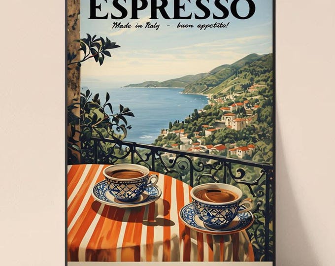 Italian Espresso Coffee Poster: Retro Kitchen Art Print, A4