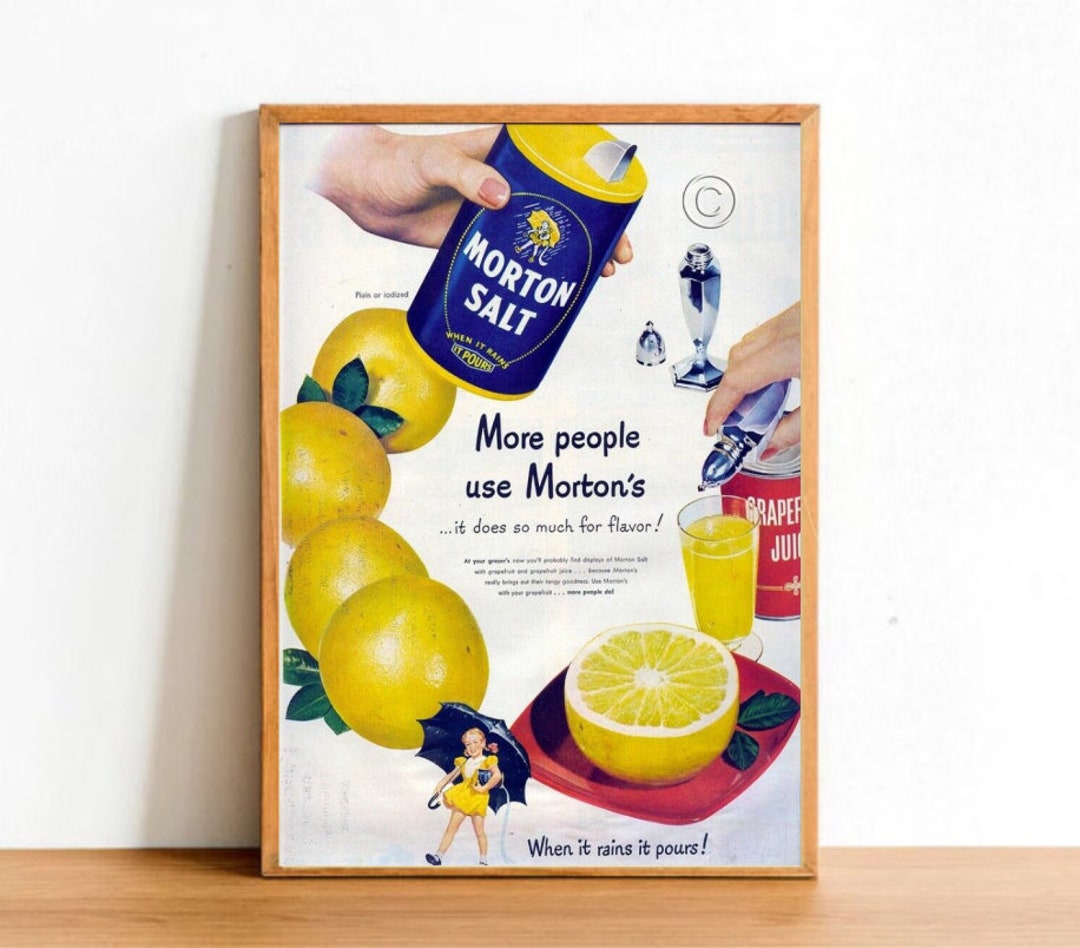 Retro Salt Advertisement Poster Print Vintage Food Lemon - Etsy