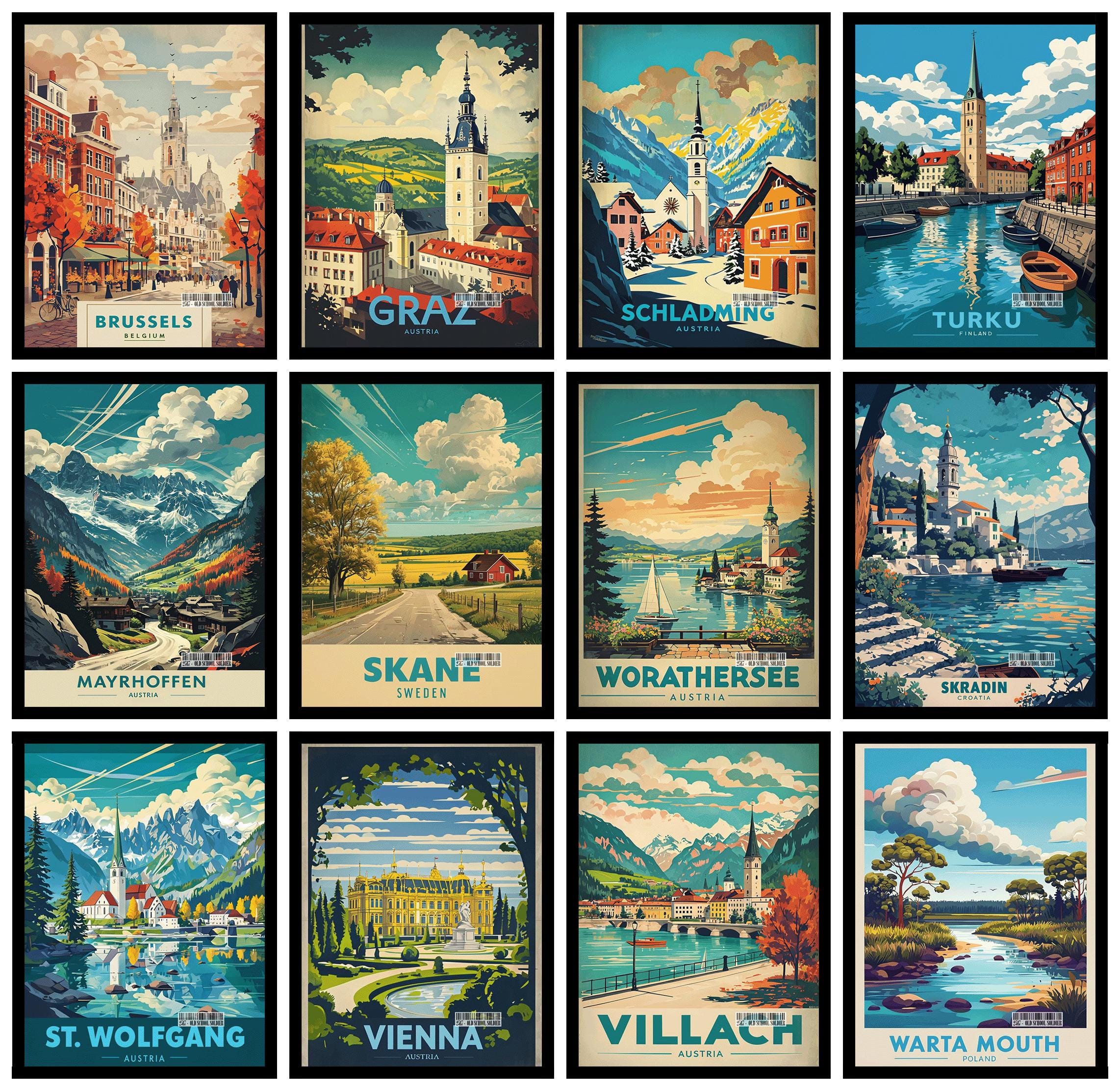 European Travel Sites – A3 A4 A5 Travel City Posters - Etsy