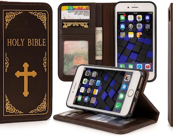 Vintage Holy Bible iPhone Case • Book Style Wallet Cover • Unique 2517 Manchester Design