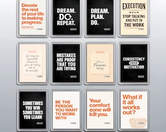 Action Mindset Quotes – Acrylic Fridge Magnet 70×45mm • Square Magnet 90mm • A3 A4 A5 Inspirational Poster • Drink Coaster