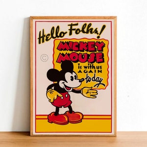 Impresión de póster retro de dibujos animados, historia infantil vintage, película animada, cartel de boletín, decoración artística de pared, tamaño A4