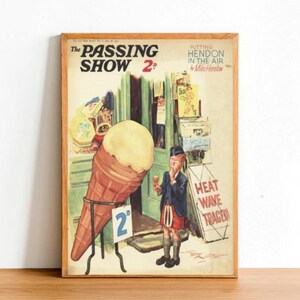 Impresión de póster publicitario Retro, cartel de boletín de verano para niños de helado Vintage decoración de arte de pared tamaño A4