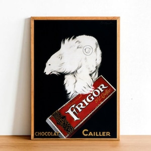 Retro Chocolate Bar Advertisement Poster Print, Vintage Sweets Candy Bear Bulletin Sign Wall Art Decor A4 Size