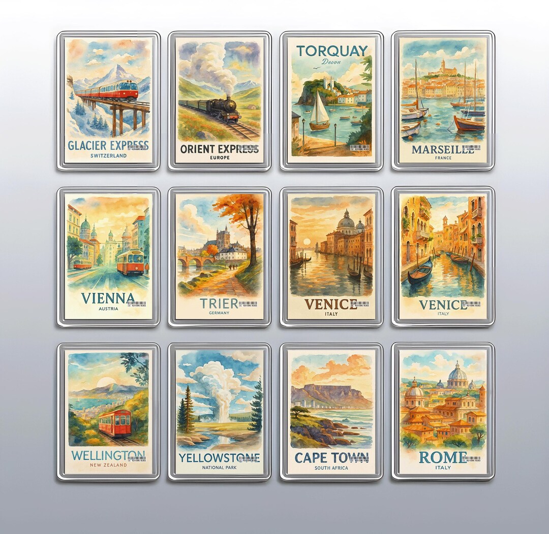 Iconic Rail Journeys Global Cities – Acrylic Fridge Magnet 70×45mm ...