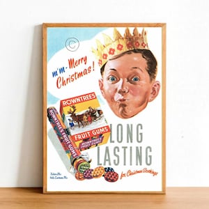 Impresión de cartel de anuncio de caramelo retro, dulces vintage, chicle, cartel de boletín para niños, decoración artística de pared, tamaño A4