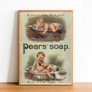Impresión de póster de anuncio de jabón Retro, loción de lavado de limpieza Vintage, cartel de boletín para niños, decoración artística de pared, tamaño A4