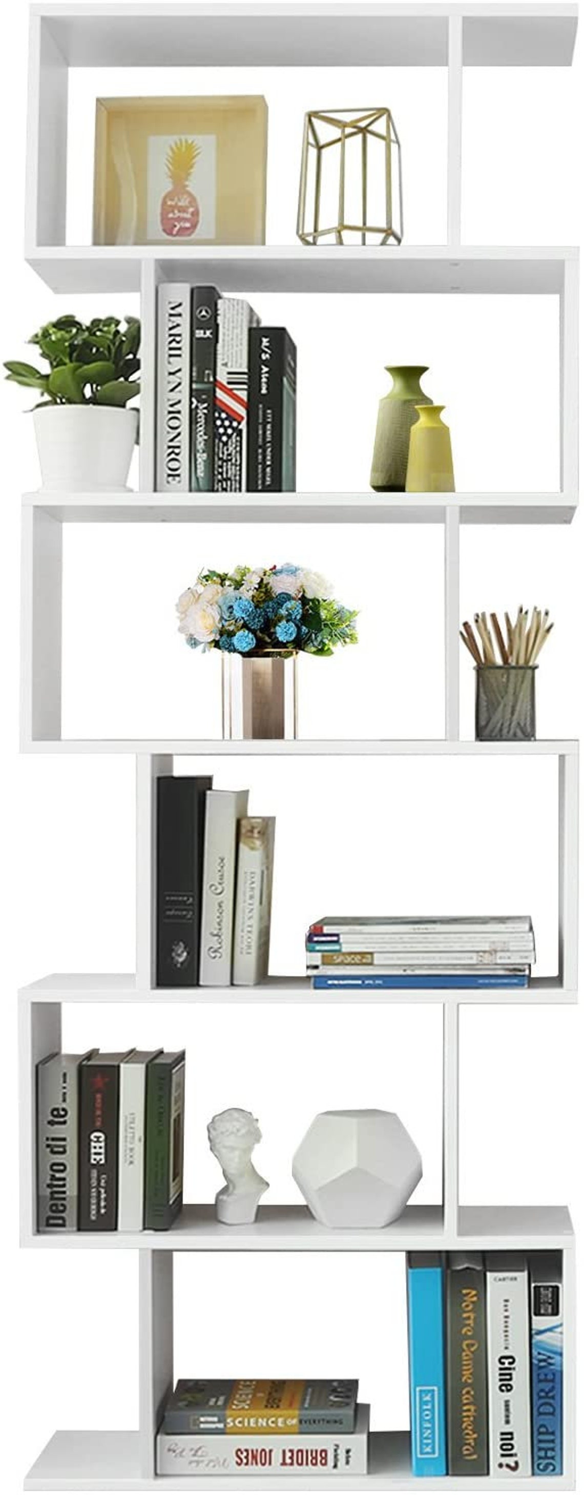 White Wooden Bookcase 6 Tier Cube Display Wall Shelf Etsy