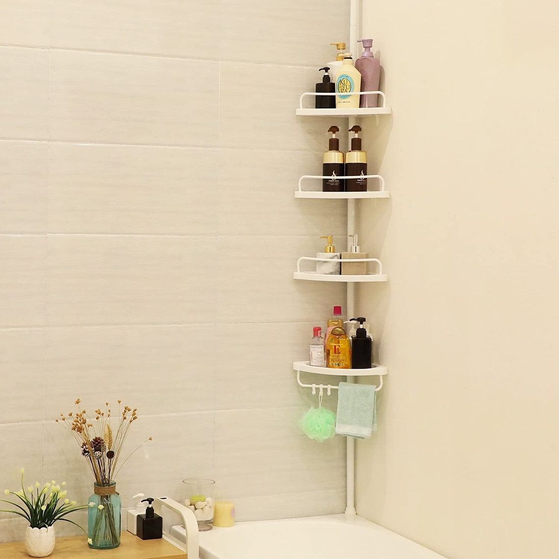 Adjustable Bathroom Corner Shelf Telescopic Shower Caddy Etsy