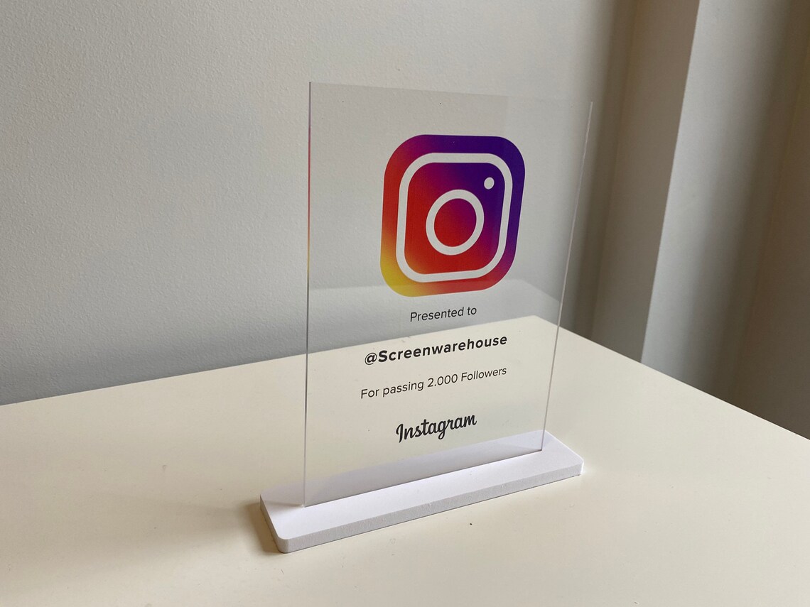 Personalised Instagram Milestone Prize Award Acrylic Plaque Etsy
