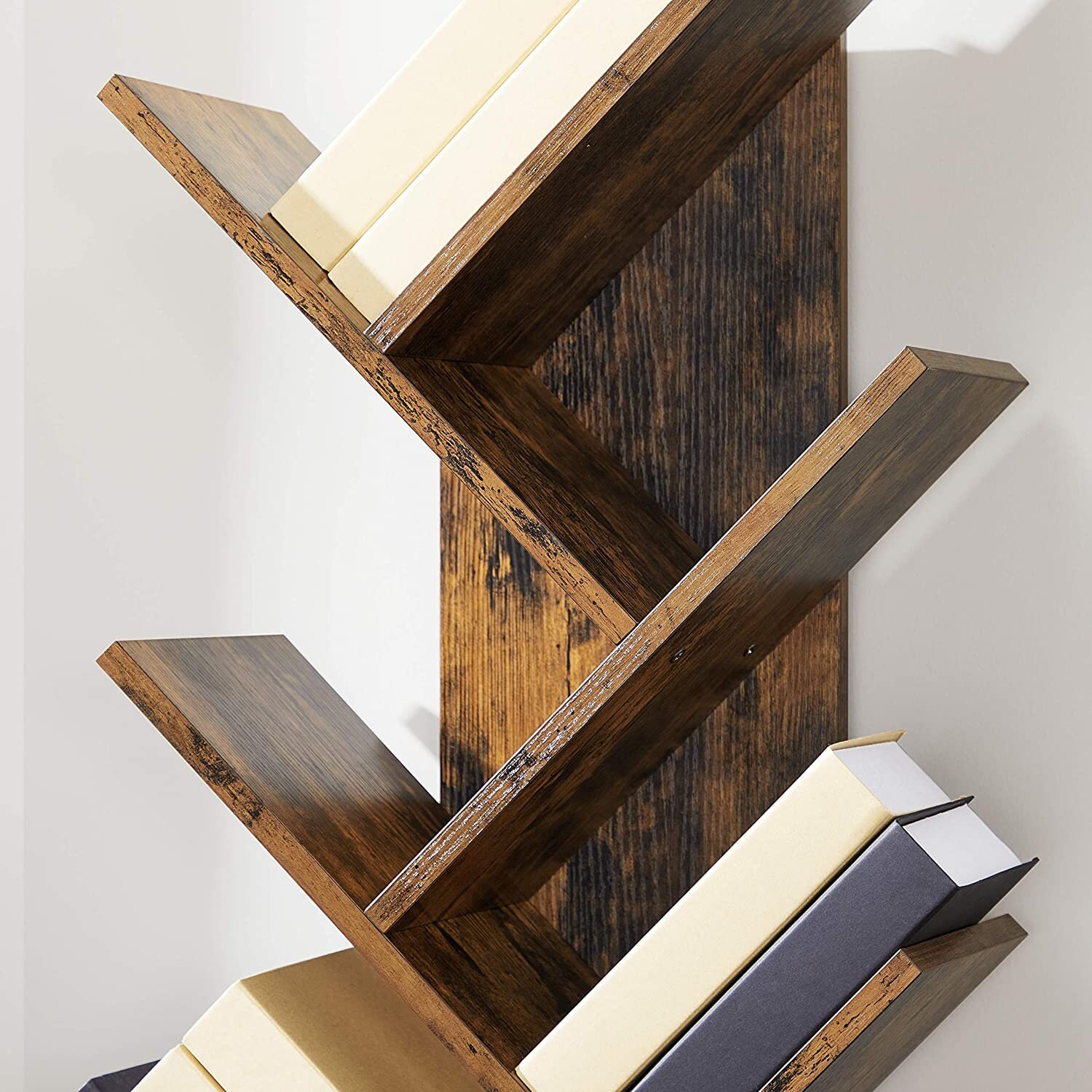 Tree Bookshelf 8 Tier Floor Standing Bookcase Rustic Brown | Etsy