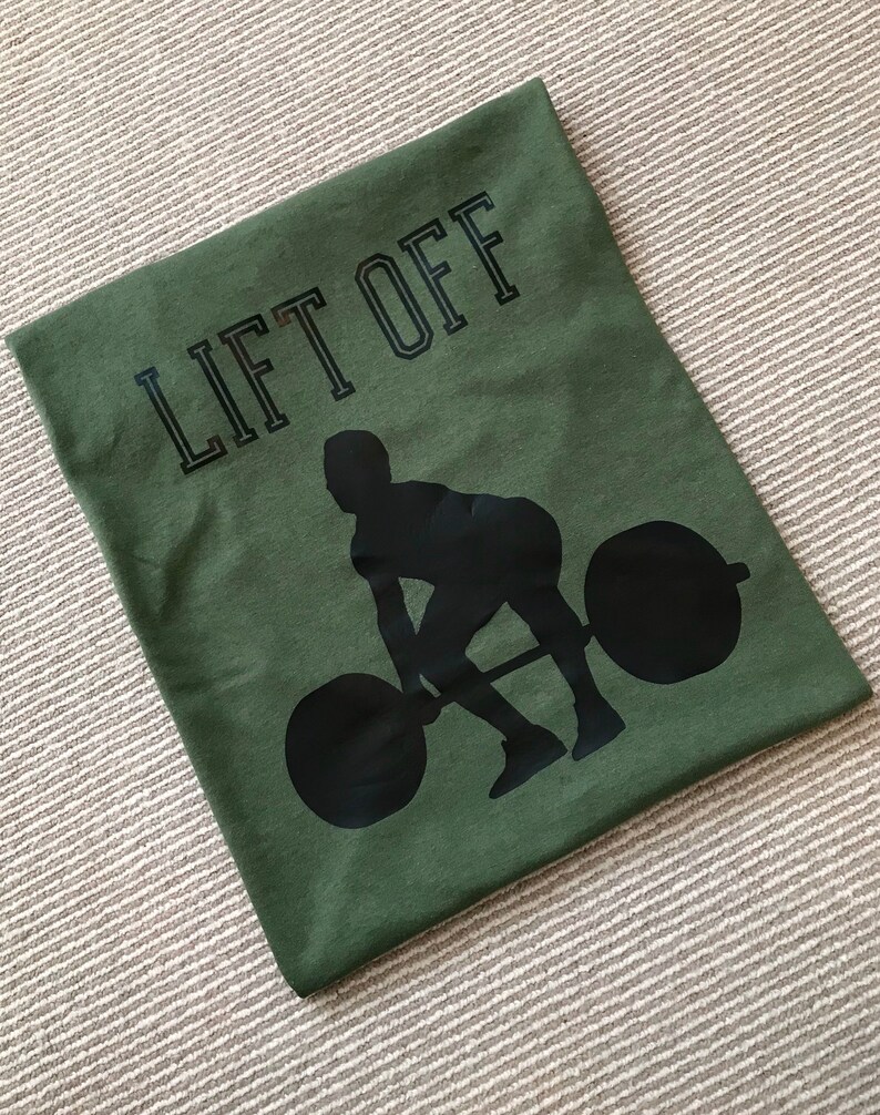 weight lifting and sportfitness. Perfect for training Men/'s Printed GymWorkout T-shirt with quote /'Lift Off/' Motivational and practical