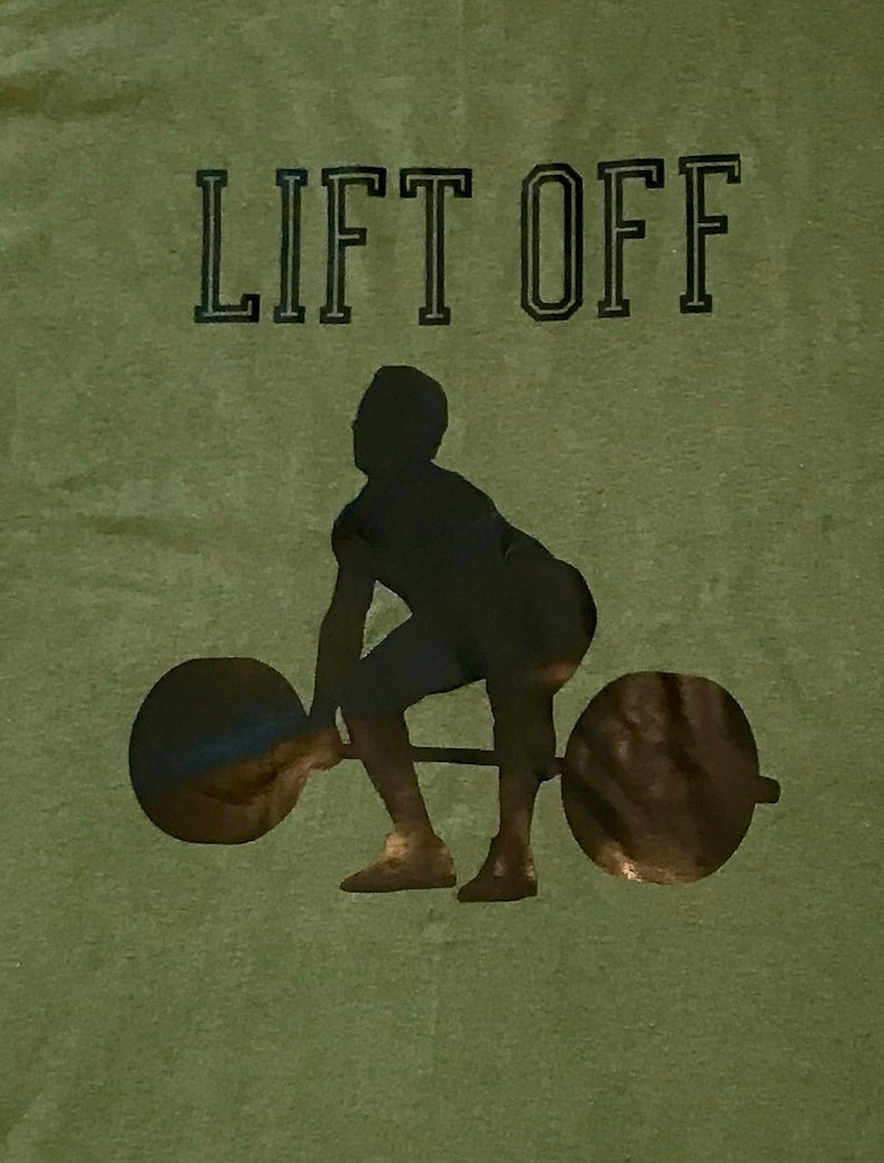 weight lifting and sportfitness. Perfect for training Men/'s Printed GymWorkout T-shirt with quote /'Lift Off/' Motivational and practical
