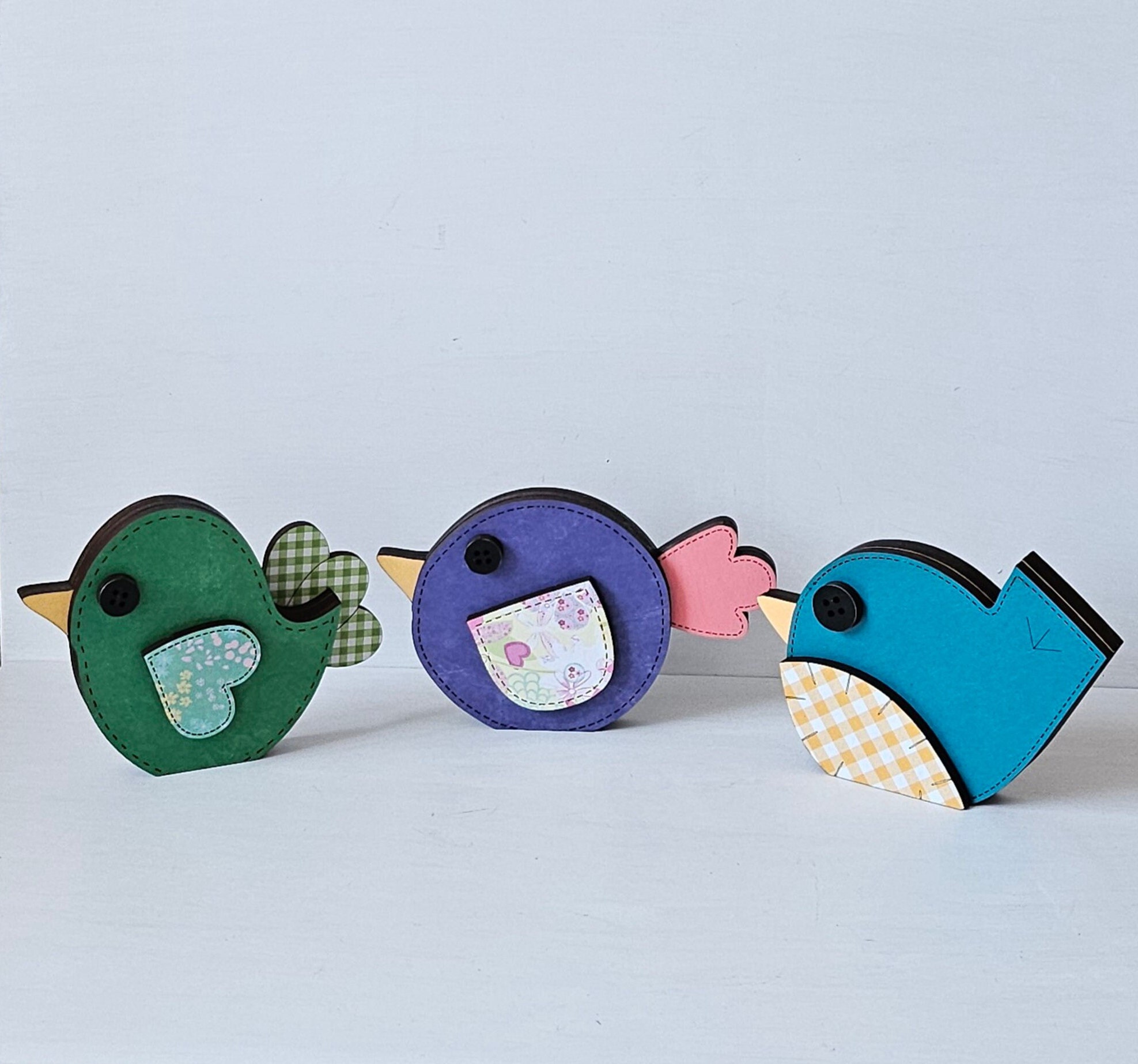 Colorful Bird Shelf Sitters: Spring Home Decor, Set of 3