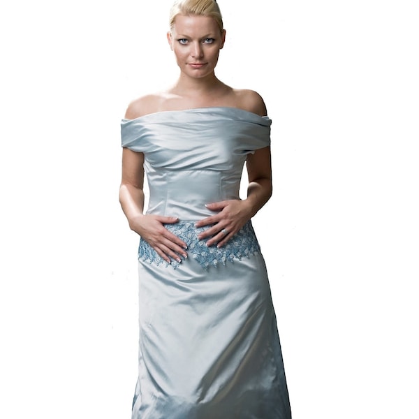 Seidenkleid / Hochzeitskleid / A-Linie / Handbemaltes Spitzenkleid / Besonderes Anlasskleid / Mutter der Braut
