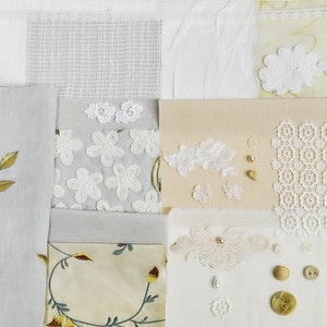 Slow Stitch Kit Nature. Maker&#39;s kit for slow stitching, mending, quilting and sewing. Fabric Bundle For Textile art Collage and Stitch Book