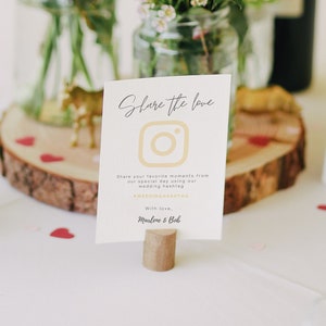 Share the Love Wedding Hashtag Card Template for Canva  I  Editable and Customizable 5X7 for Printing at Home  I  Download