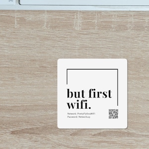 Custom First WiFi Sticker with QR Code for automatic connection - Great for Airbnb, Apartment, Housewarming