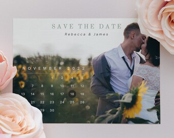 Fotokalender Speichern Sie das Datum Vorlage für Canva I Bearbeitbar und anpassbar 5X7 Speichern Sie das Datum zum Drucken zu Hause I Herunterladen