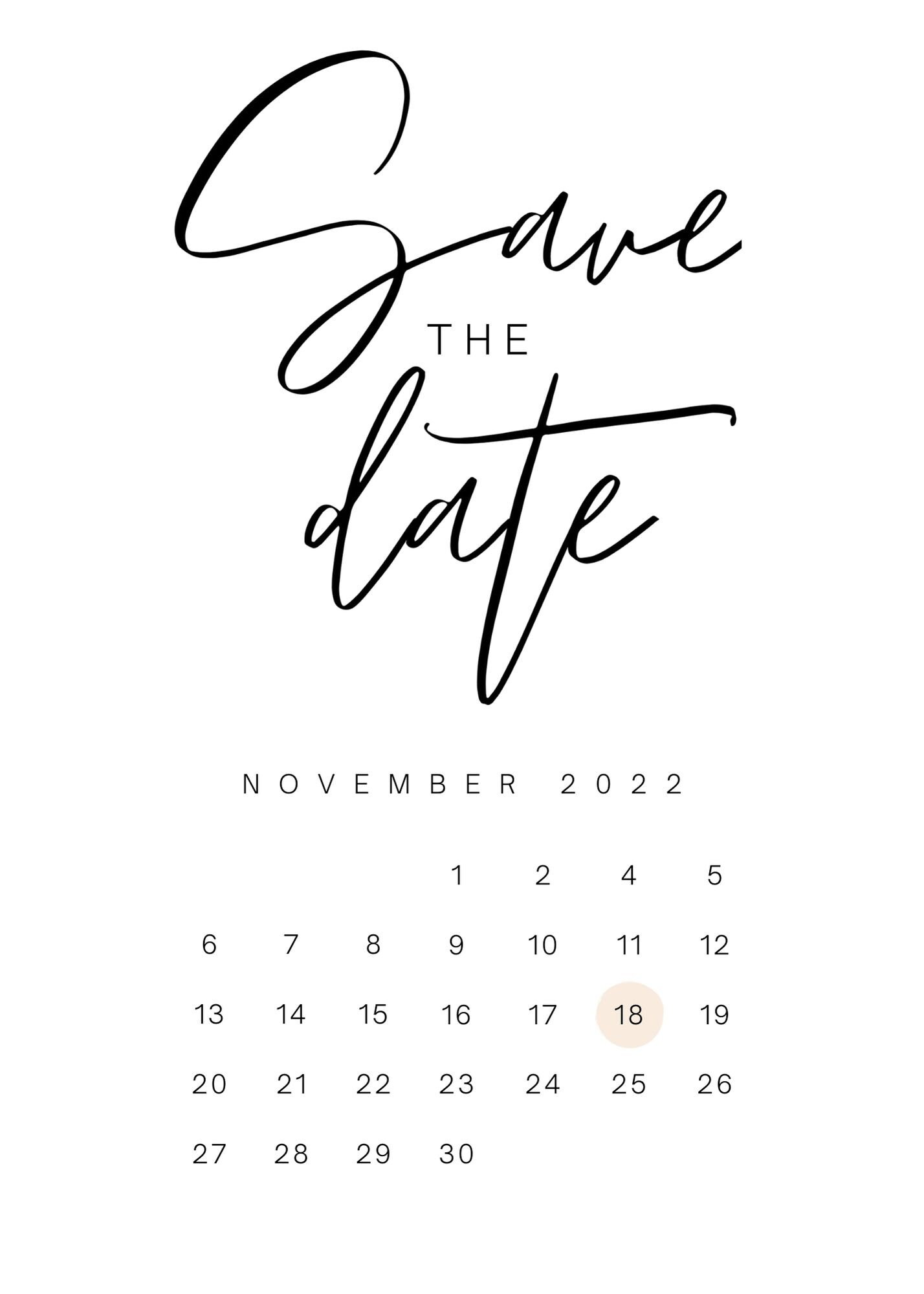 Minimalist Calendar Save the Date Template for Canva I Editable and ...