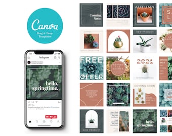 Terracotta Instagram Templates für Instagram Posts - editierbar auf Canva, 20 Designs