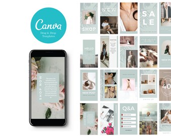 Spring Collection Instagram templates for Instagram Stories - editable on Canva, 20 Designs