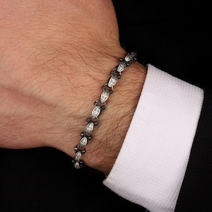 Handmade Personalized Gothic 925 Silver Bracelet, Silver Men Chain Bracelet, Gothic Men's Jewelry, Minimalist Bracelet, Remembrance Gift
