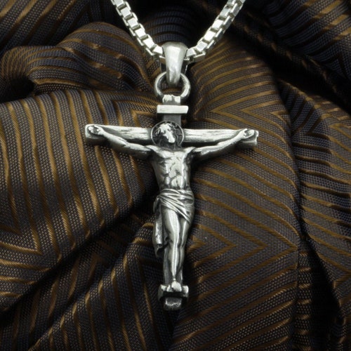 Silver Crucifix Pendant Cross for Necklace 925 Gift for - Etsy