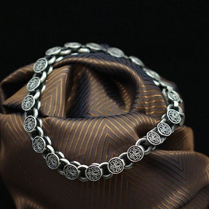 Fleur De Lis Engraved Personalized Chain Bracelet, 925 Silver Men Minimalist Bracelet, Sterling Silver Handmade Bracelet, Gothic Jewelry