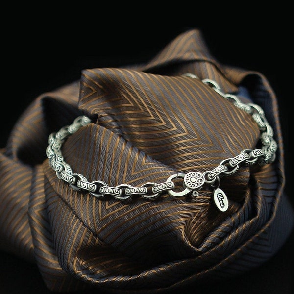 Stylish Personalized Art Deco Chain Bracelet, Sterling Cable Chain Bracelet, 925 Silver Art Deco Men's Jewelry, Minimalist Bracelet