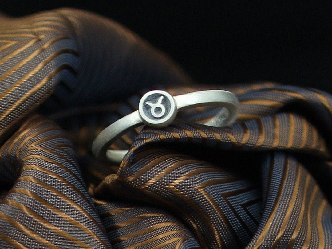 Taurus Bull Zodiac Sign Silver Ring, Taurus Sterling Silver