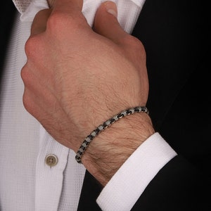 Personalized Silver Ball Chain Men Bracelet, Stylish Art Nouveau Jewelry, Unique Silver Men Link Bracelet, Boyfriend Gift, Father Jewelry image 5