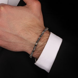 Engraved Sterling Silver Men's Bracelet, Boho Hippie Jewelry